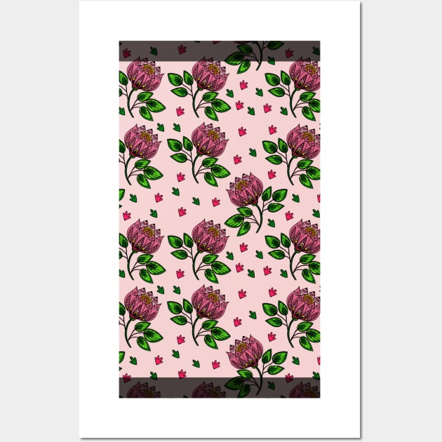 Graphic Tee Pink Lotus Flower Pattern Wall Art by nancyartwork